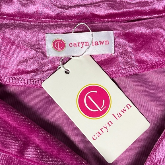 Caryn Lawn Betsy Collar Velvet Dress Fuchsia Pink Tunic Top One Size Fits Most - Picture 5 of 9